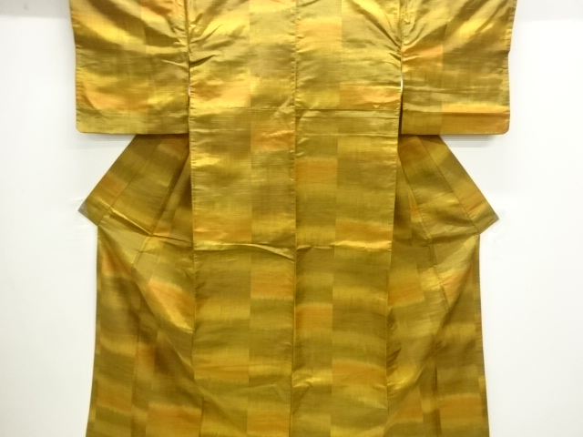 JAPANESE KIMONO / TSUMUGI / WOVEN ABSTRACT CHECKERED